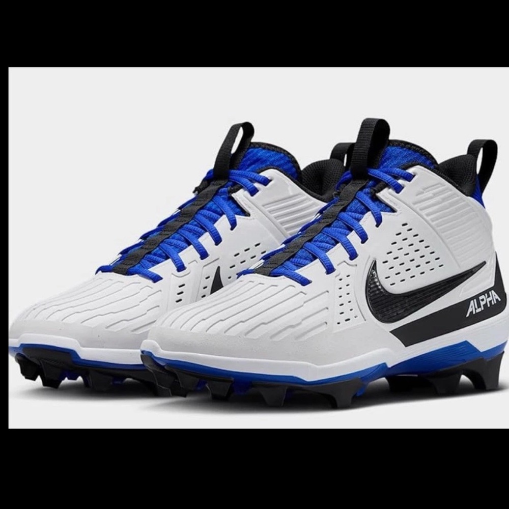 Nike Mens 11 Alpha Menace Strong Football Cleats White/Hyper Royal NWOT
